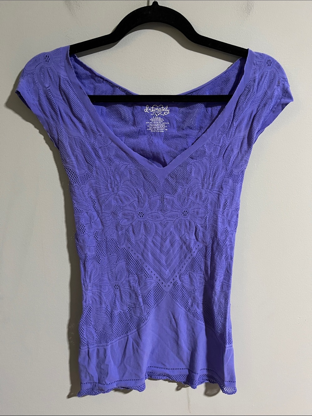 Intimately Free People Floral Mesh Short Sleeve Tee size Medium / Large